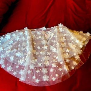 La Voile Rose Floral Bridal Topper/Capelet